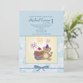 Einladung zum Geburtstag eines Bären (Stehend Vorderseite)