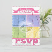 Einladung zum Geburtstag eines bunten Babys (Stehend Vorderseite)