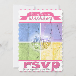 Einladung zum Geburtstag eines bunten Babys