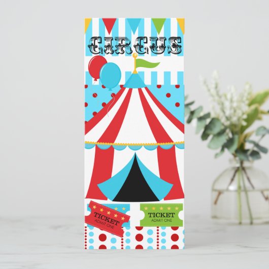 Einladung zum Geburtstag eines Custom Circus (Stehend Vorderseite)