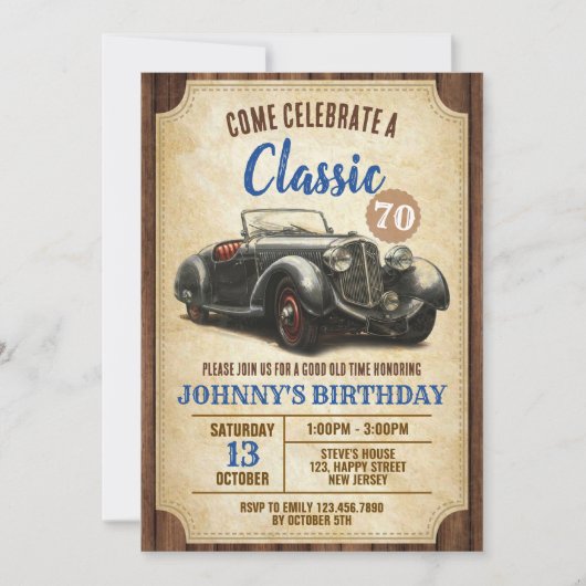 Einladung zum Geburtstag eines Digital Classic Car (Vorderseite)