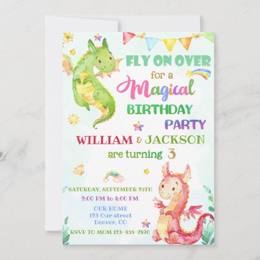 Einladung zum Geburtstag eines Drachen Gemeinsame (Vorderseite)