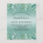 Einladung zum Geburtstag eines Eukalyptus-Grüns (Vorderseite)