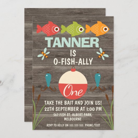 Einladung zum Geburtstag eines Fischfangs (Vorne/Hinten)