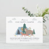 Einladung zum Geburtstag eines glücklichen Campers (Stehend Vorderseite)
