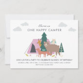 Einladung zum Geburtstag eines glücklichen Campers (Vorderseite)