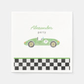 Einladung zum Geburtstag eines grünen Rennwagens Serviette (Vorderseite)