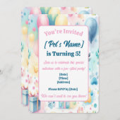 Einladung zum Geburtstag eines Haustieres Wasserfa (Vorne/Hinten)