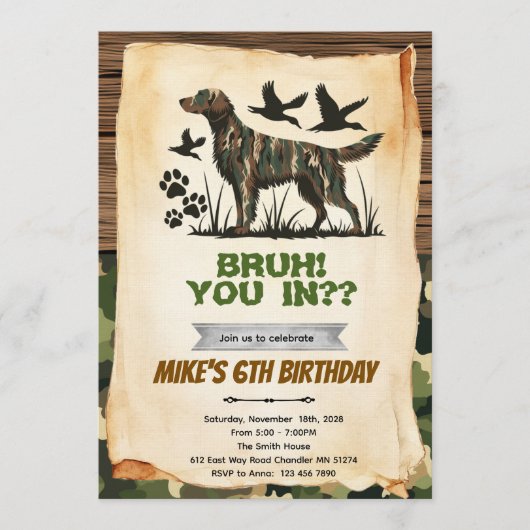 Einladung zum Geburtstag eines Jagdhundes (Vorderseite)