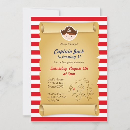 Einladung zum Geburtstag eines Piraten - Vertikal (Vorderseite)