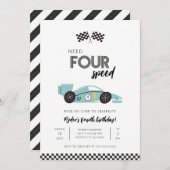 Einladung zum Geburtstag eines Rennwagens mit vier (Vorne/Hinten)