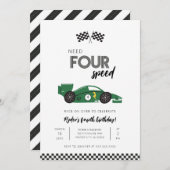 Einladung zum Geburtstag eines Rennwagens mit vier (Vorne/Hinten)