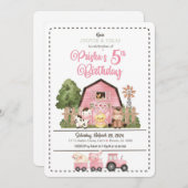 Einladung zum Geburtstag eines rosafarbenen Tieres (Vorne/Hinten)