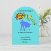 Einladung zum Geburtstag eines Superhelden (Stehend Vorderseite)