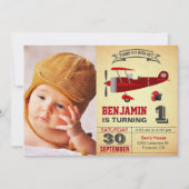 Einladung zum Geburtstag eines Vintagen Red Retro  (Vorderseite)