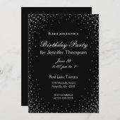 Einladung zum Geburtstag | Einfach Schwarz und Sil (Vorne/Hinten)