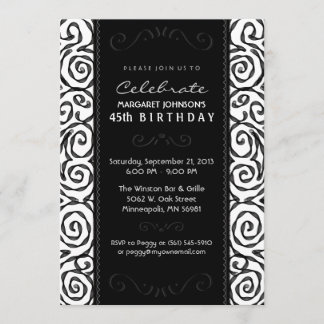 Einladung zum Geburtstag - Eleganter Schwarz & Wei