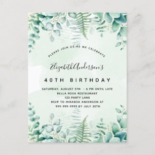 Einladung zum Geburtstag Eukalyptus-Grünwald Postkarte