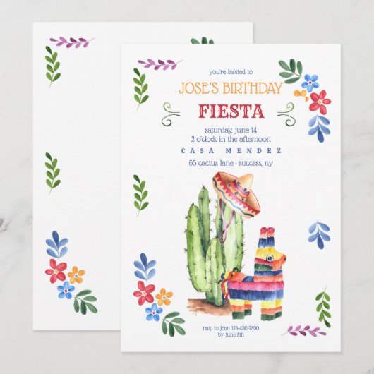 Einladung zum Geburtstag Fiesta (Vorne/Hinten)