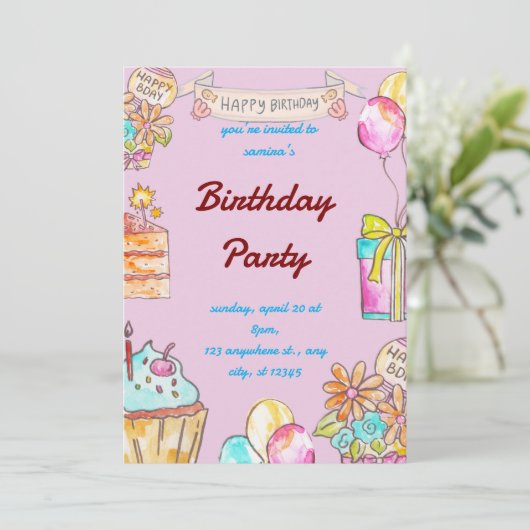 Einladung zum Geburtstag für Kinder (Stehend Vorderseite)