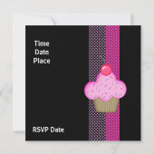 Einladung zum Geburtstag Girls Cupcake Pink Spot (Rückseite)