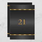 Einladung zum Geburtstag Glamour Black and Gold (Vorne/Hinten)