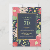 Einladung zum Geburtstag - Gold, elegante Blume (Vorderseite)