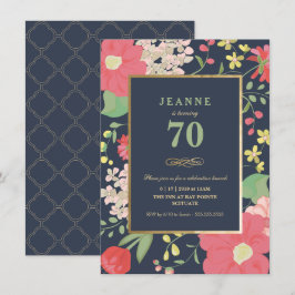 Einladung zum Geburtstag - Gold, elegante Blume