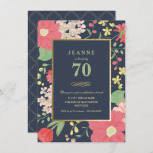 Einladung zum Geburtstag - Gold, elegante Blume