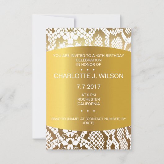 Einladung zum Geburtstag Golden Python Skin Vip (Vorderseite)