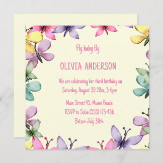 Einladung zum Geburtstag im fröhlichen, quadratisc