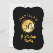 Einladung zum Geburtstag in goldfarbenem Metalleff (Vorderseite)