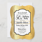 Einladung zum Geburtstag in goldfarbenem Metalleff (Rückseite)