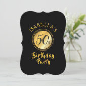 Einladung zum Geburtstag in goldfarbenem Metalleff (Stehend Vorderseite)