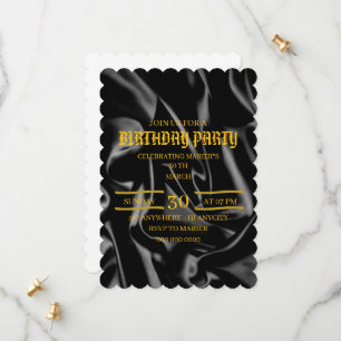 Einladung zum Geburtstag in Schwarz & Gold, Einlad