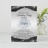 Einladung zum Geburtstag in Schwarz und Silber (Stehend Vorderseite)