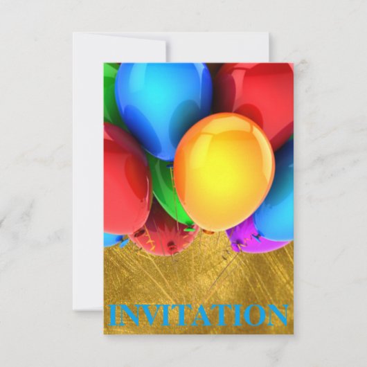 Einladung zum Geburtstag Karneval Ballons Gold (Vorderseite)