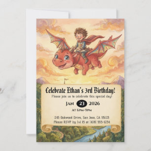 Einladung zum Geburtstag: Kleiner Ritter auf einem