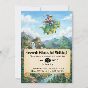 Einladung zum Geburtstag: Kleiner Ritter auf einem