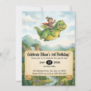 Einladung zum Geburtstag: Kleiner Ritter auf einem