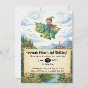 Einladung zum Geburtstag: Kleiner Ritter auf einem