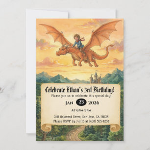 Einladung zum Geburtstag: Kleiner Ritter auf einem