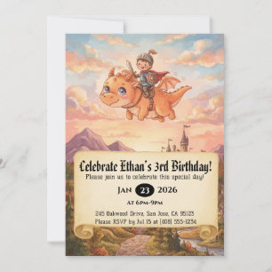 Einladung zum Geburtstag: Kleiner Ritter auf einem