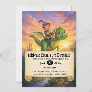 Einladung zum Geburtstag: Kleiner Ritter auf einem