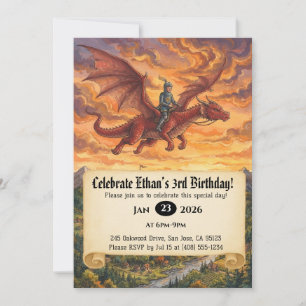 Einladung zum Geburtstag: Kleiner Ritter auf einem