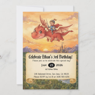 Einladung zum Geburtstag: Kleiner Ritter auf einem