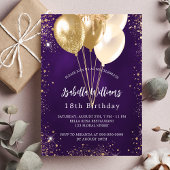Einladung zum Geburtstag lila Glitzer