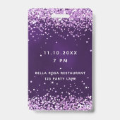 Einladung zum Geburtstag lila-rosa-Vip Ausweis (Rückseite)