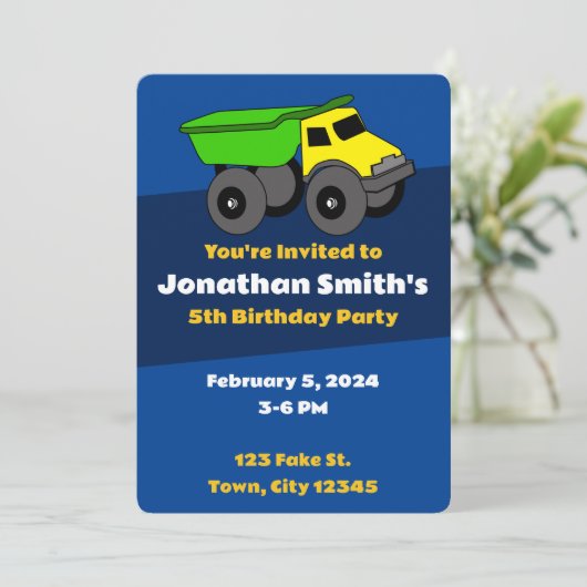 Einladung zum Geburtstag - LKW (Stehend Vorderseite)