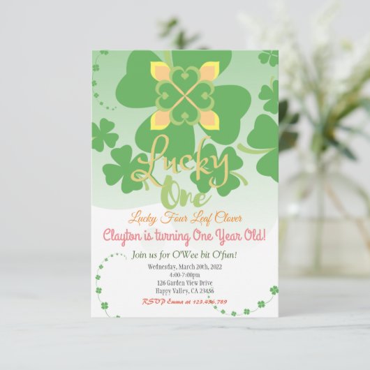 Einladung zum Geburtstag Lucky One Party (Stehend Vorderseite)